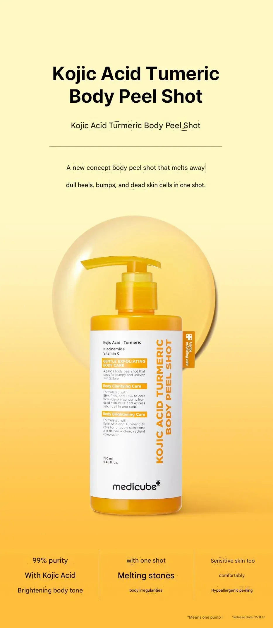 KOJIC ACID TURMERIC BODY PEEL SHOT 280ml – Medicube
