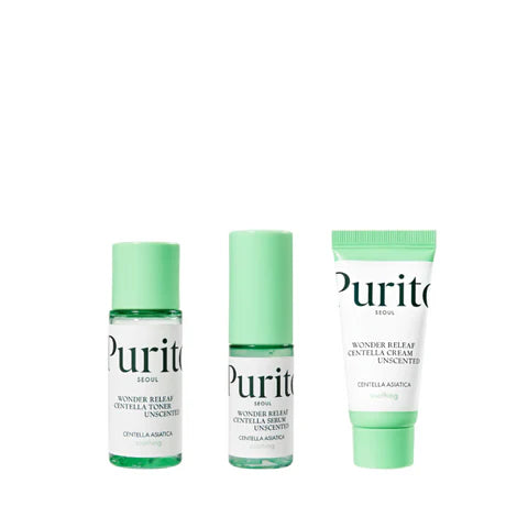 Wonder Releaf Centella Mini Kit Unscented (Serum 15ml + Toner 30ml + Cream 15ml) – PURITO SEOUL