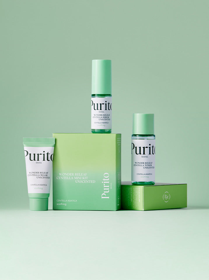 Wonder Releaf Centella Mini Kit Unscented (Serum 15ml + Toner 30ml + Cream 15ml) – PURITO SEOUL